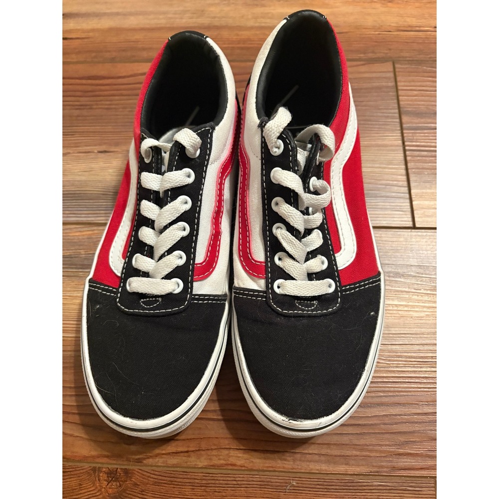 Vans Ward Low Top Kids Shoes Black Red White Colorblock Size 3 Youth VN0A38J9IP5